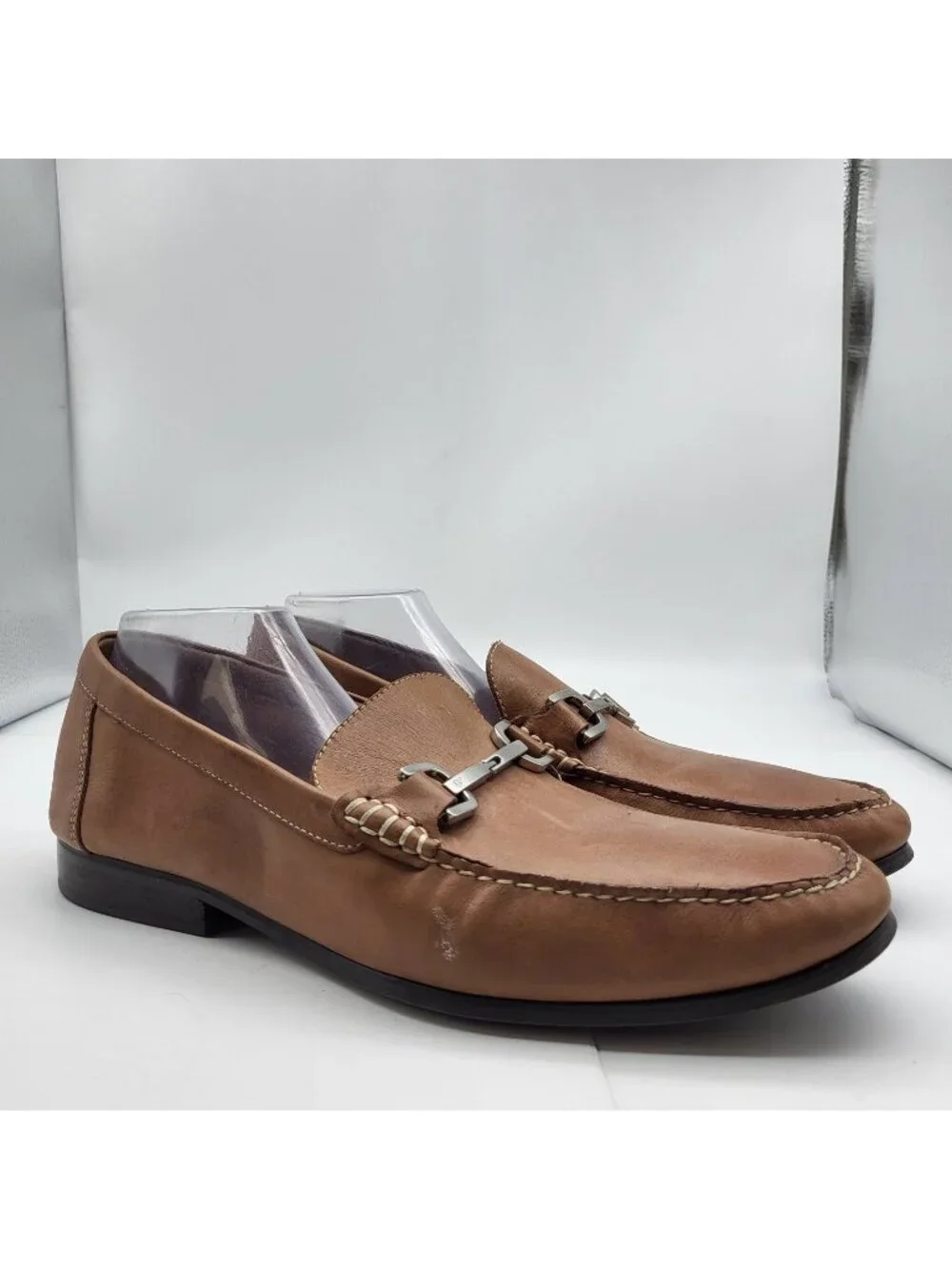 Donald J Pliner Niles Cognac Brown Leather Horsebit Slip On Loafers Men 13
